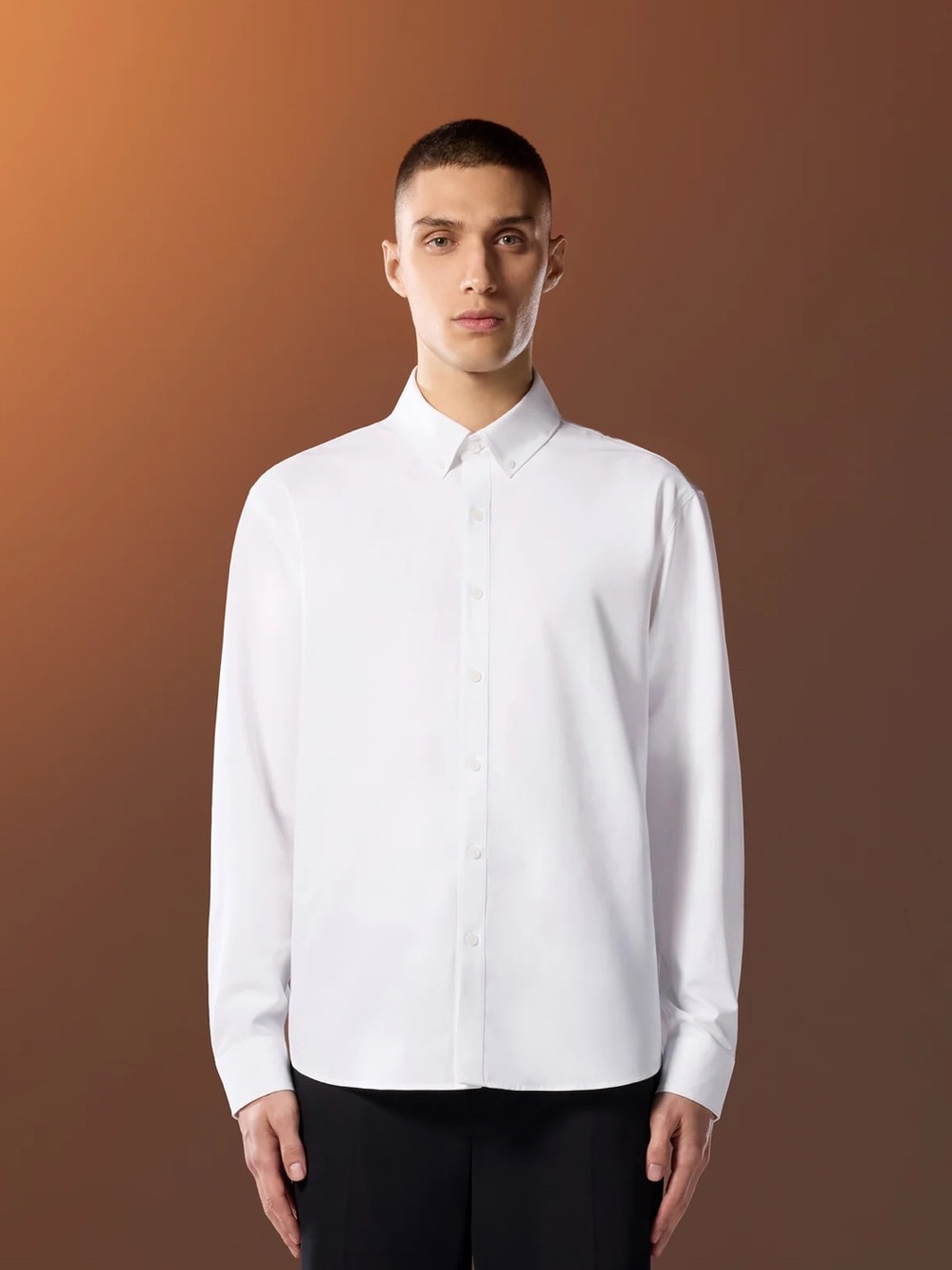 Men's White Button-Up Dress Shirt - Classic Collar Adapt Long Sleeve
